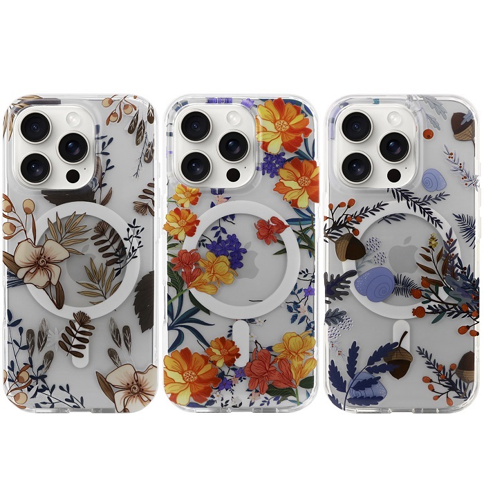 Чехол для iPhone 16 Pro Max Flowery MagSafe PC+силикон