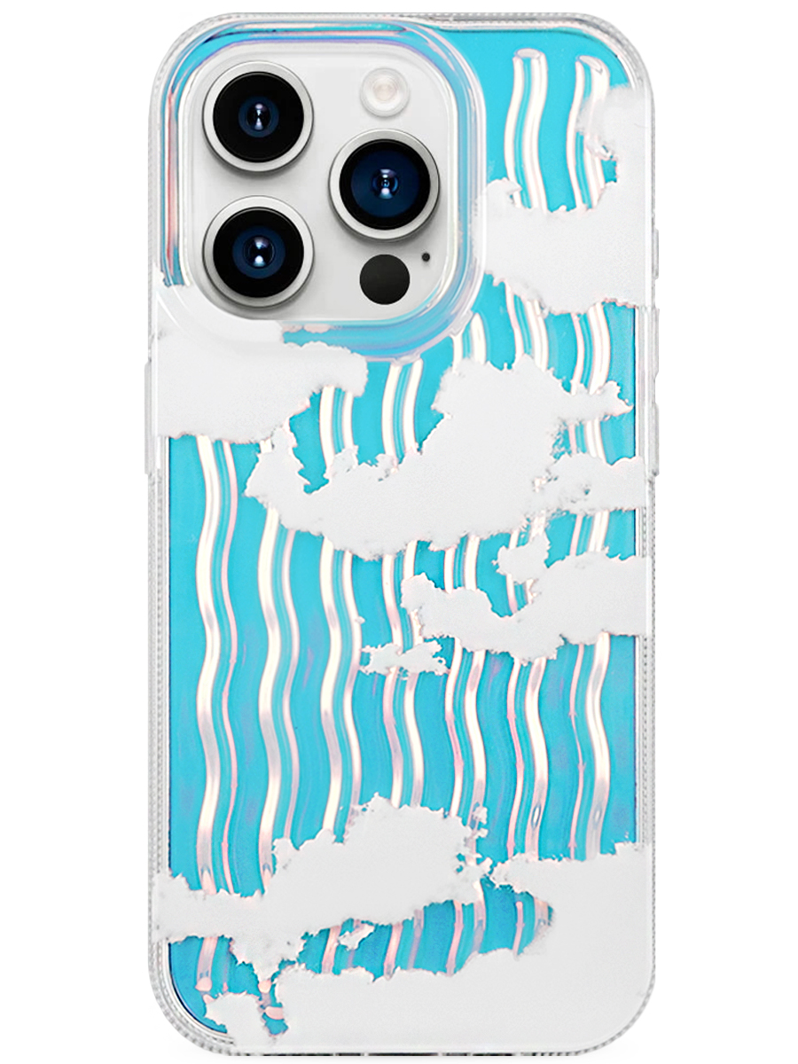 Чехол для iPhone 14 Pro Max Морские волны пластик+силикон