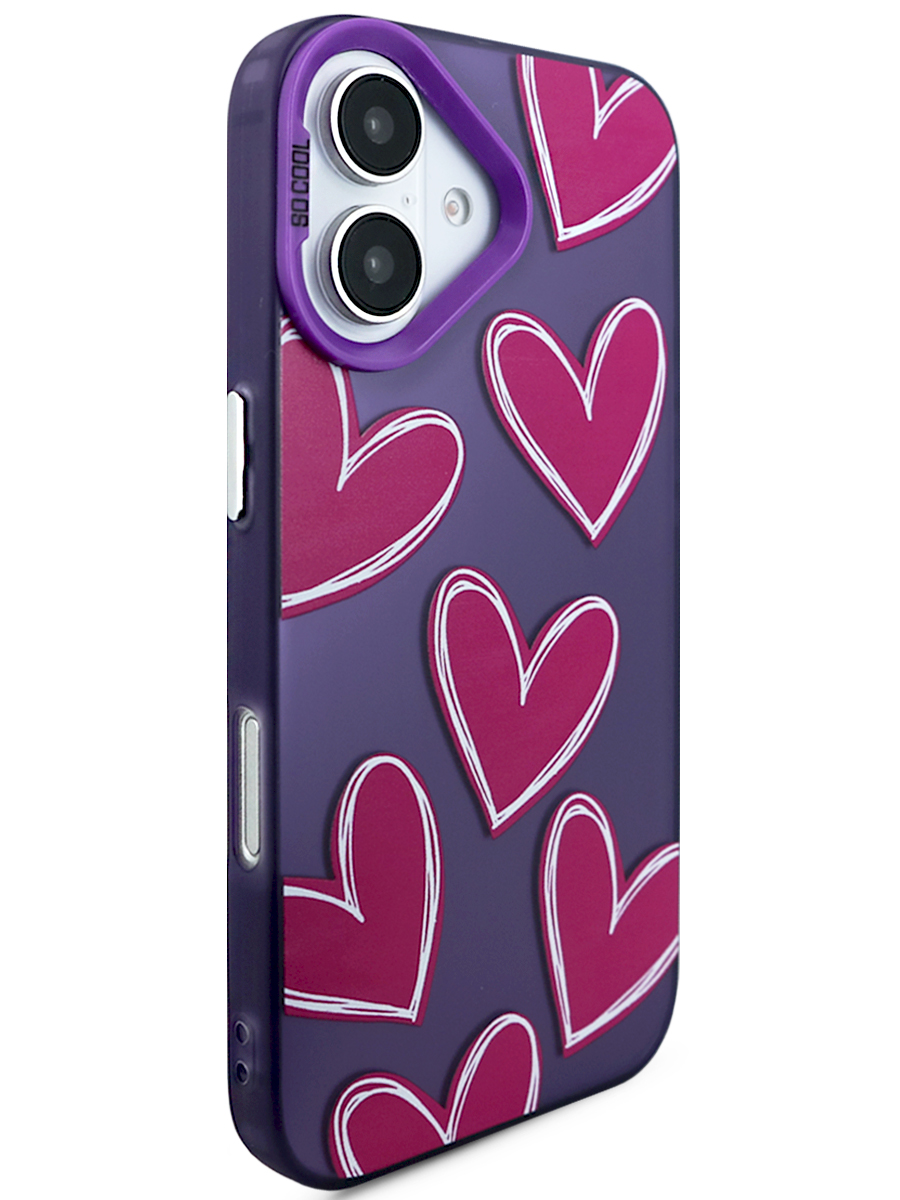 Чехол для IPhone 16 Plus So Cool Hearts PC+силикон