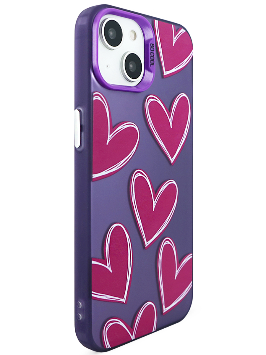 Чехол для IPhone 13 So Cool Hearts PC+силикон