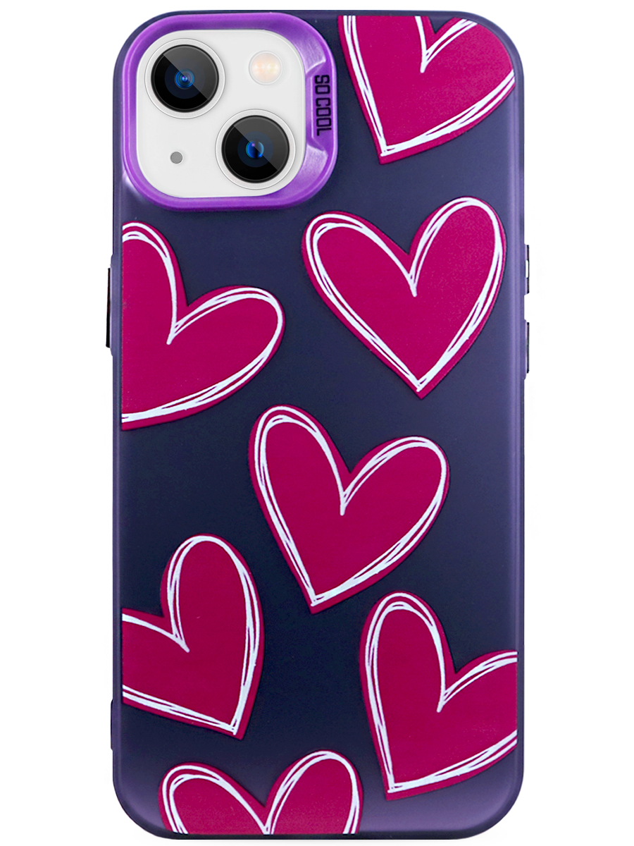 Чехол для IPhone 13 So Cool Hearts PC+силикон