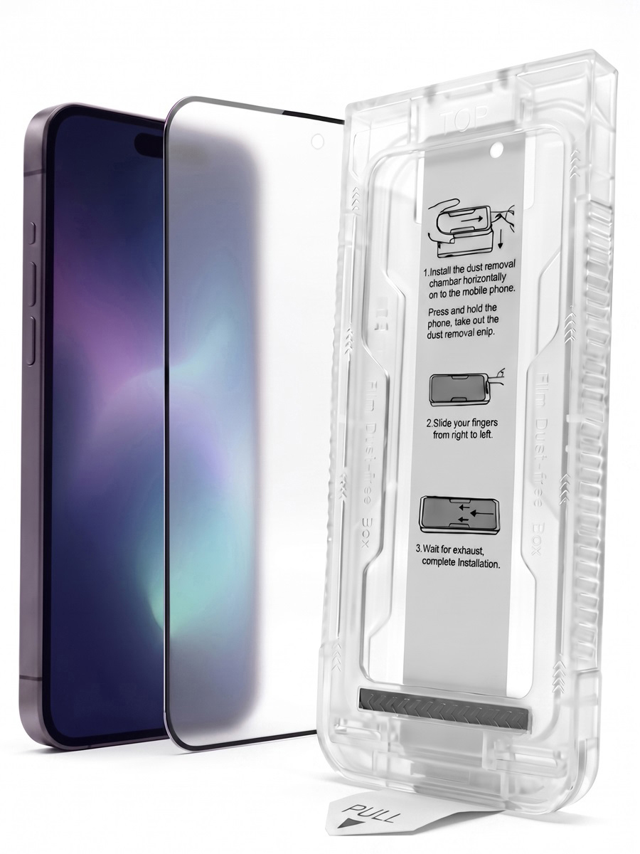 Защитное стекло для iPhone 13 / 13 Pro / 14 / 16e / 17e LS матовое с авто-установкой