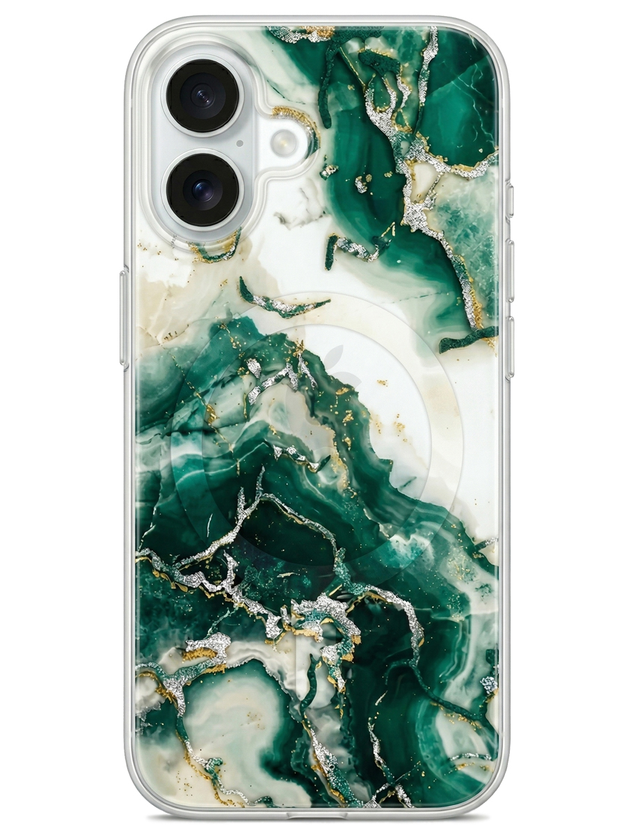 Чехол для iPhone 16 Малахит силикон