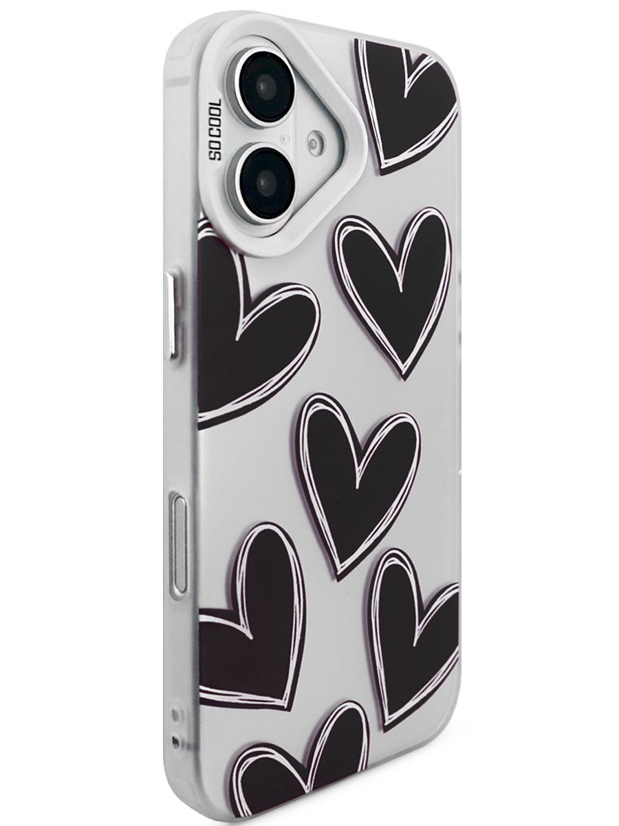 Чехол для IPhone 16 Plus So Cool Hearts PC+силикон