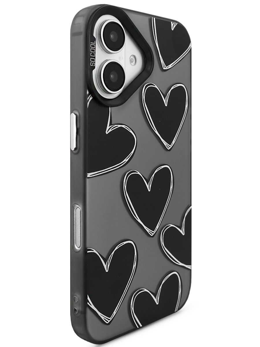 Чехол для IPhone 16 Plus So Cool Hearts PC+силикон