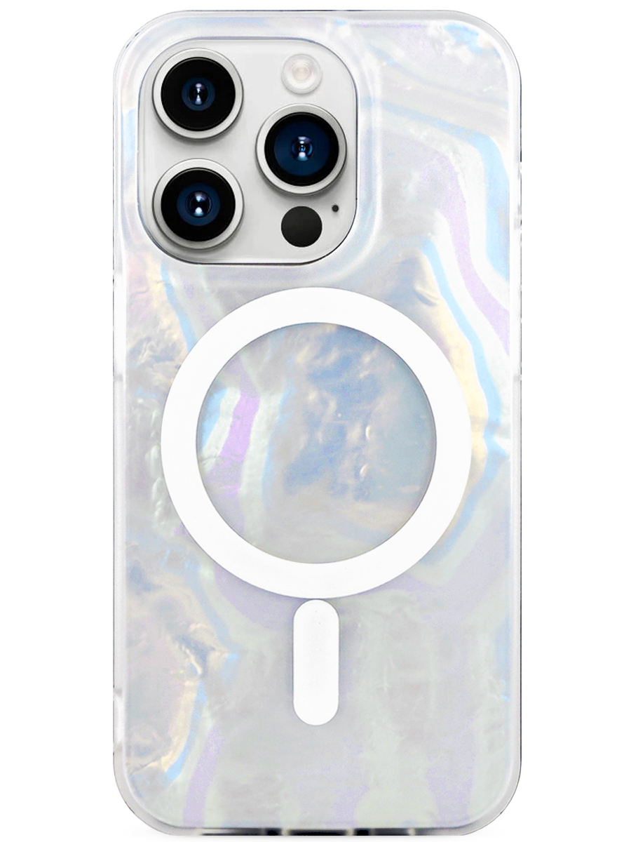 Чехол для iPhone 15 Pro Max Жемчужный лёд MagSafe пластик+силикон