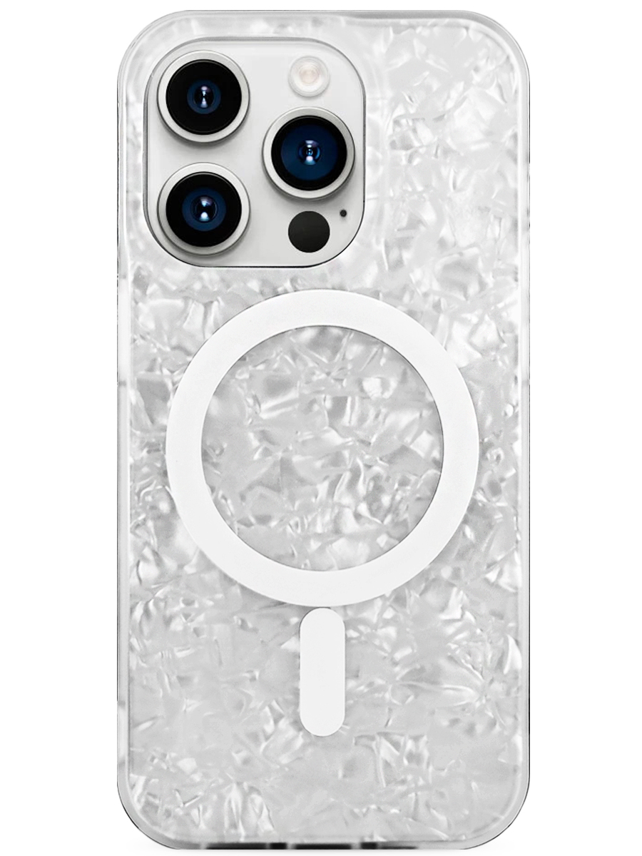 Чехол для iPhone 15 Pro Max Жемчужный лёд MagSafe пластик+силикон