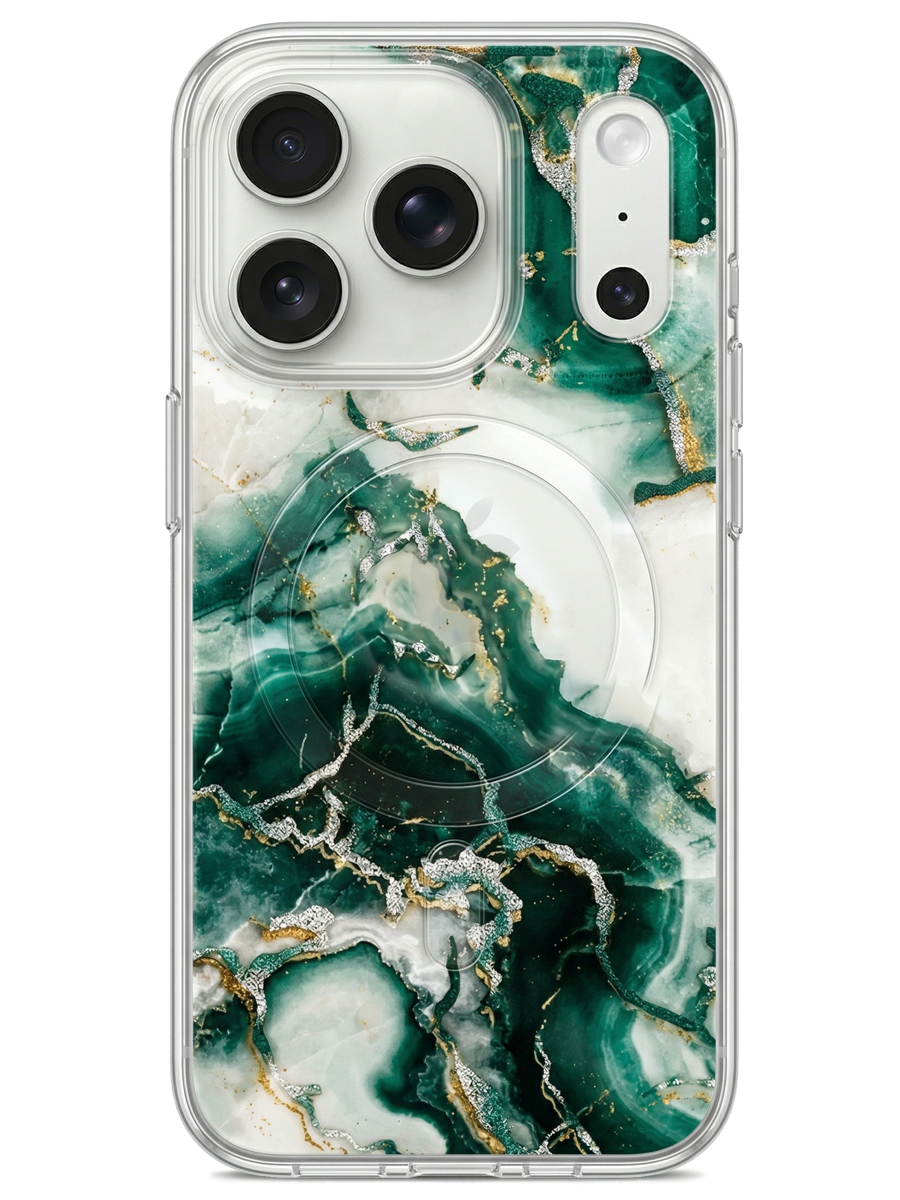 Чехол для iPhone 17 Pro Малахит силикон