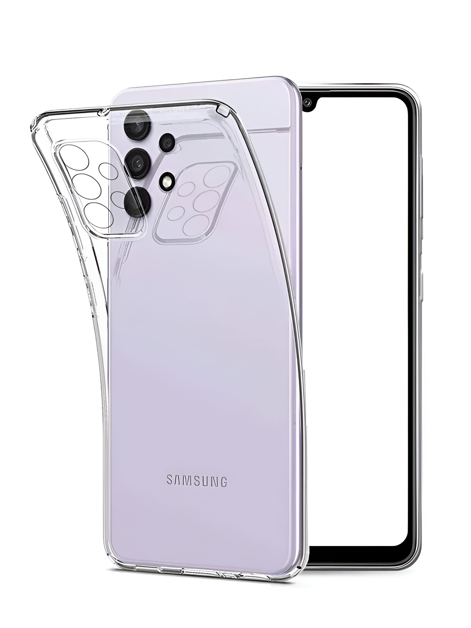Чехол для Samsung A32 4G Ультратонкий силикон Premium с защитой камеры