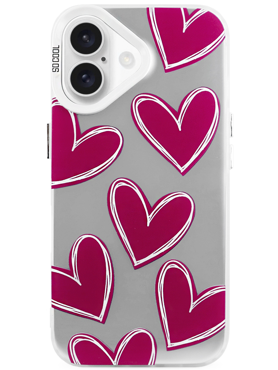 Чехол для IPhone 16 Plus So Cool Hearts PC+силикон