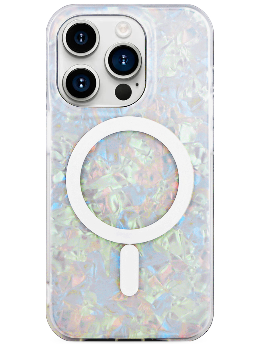 Чехол для iPhone 15 Pro Жемчужный лёд MagSafe пластик+силикон
